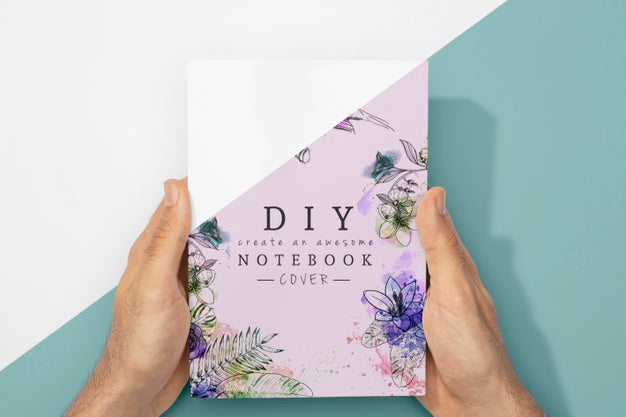 Top View Hands Holding Book Mock-Up Psd