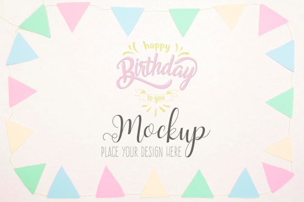 Top View Happy Birthday Concept With Mock-Up Psd