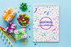 Top View Happy Birthday Party Notebook Psd