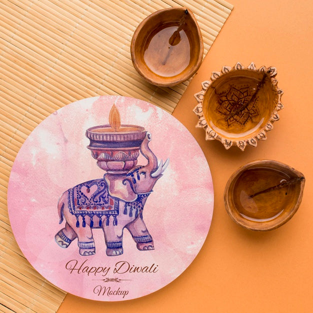 Top View Happy Diwali Festival Mock-Up Psd
