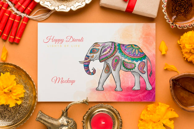 Top View Happy Diwali Festival Mock-Up Psd