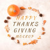 Top View Happy Thanksgiving Wreath Of Dried Leaves Mock-Up Psd