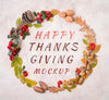 Top View Happy Thanksgiving Wreath Of Nuts Mock-Up Psd