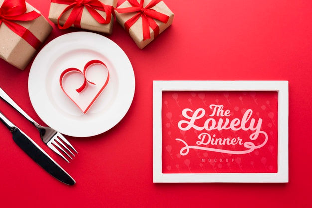 Top View Heart Shape With Presents Psd