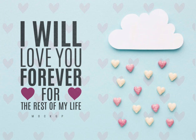 Top View Heart Shapes And Cloud Psd