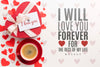 Top View Hearts And Coffee Arrangement Psd