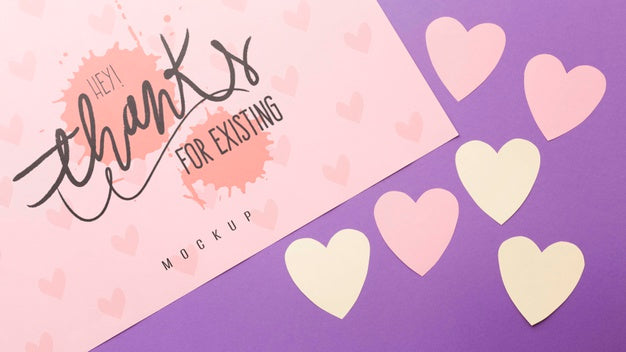 Top View Hearts On Purple Background Psd