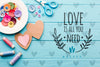 Top View Hearts On Wooden Background Psd