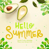 Top View Hello Summer Concept With Avocado Psd