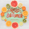 Top View Hello Summer Concept With Tasty Fruits Psd