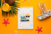 Top View Hello Sunshine Concept With Orange Juice Psd