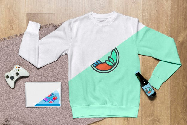 Top View Hoodie Mock-Up With Bottle And Gadgets Psd