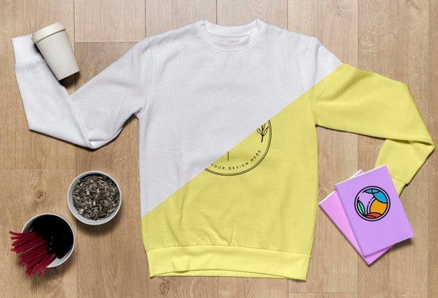 Top View Hoodie Mock-Up With Notebooks  And Sunflower Seeds Psd