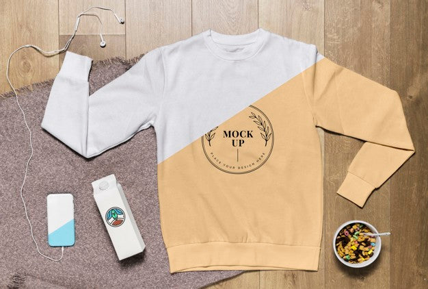Top View Hoodie Mock-Up With Snacks And Phone Case Psd