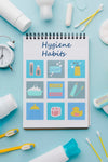Top View Hygiene Accessories And Habits Psd