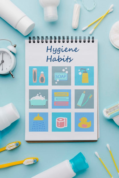 Top View Hygiene Accessories And Habits Psd