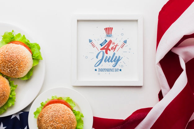Top View Independence Day With Mock-Up Psd