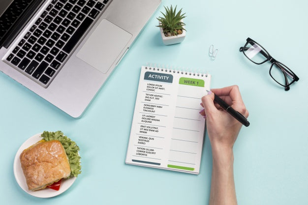 Top View Individual Checking Daily Tasks Psd