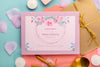 Top View Invitation For Sweet Fifteen And Petals Psd