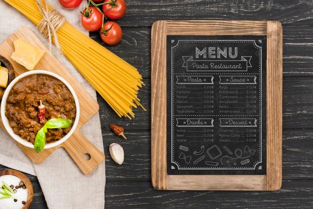 Top View Italian Food Menu Psd