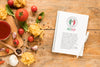 Top View Italian Food Notebook Mock-Up Psd