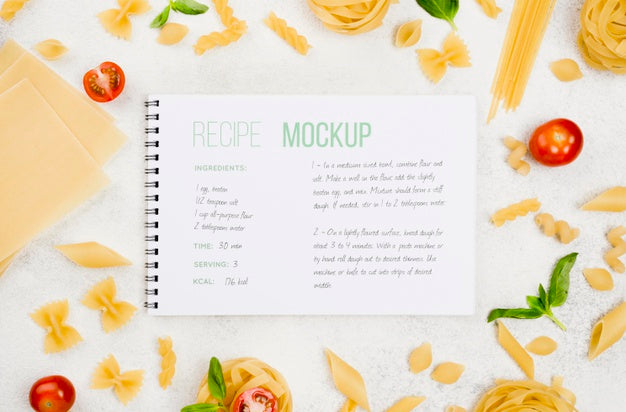 Top View Italian Food Recipe Psd