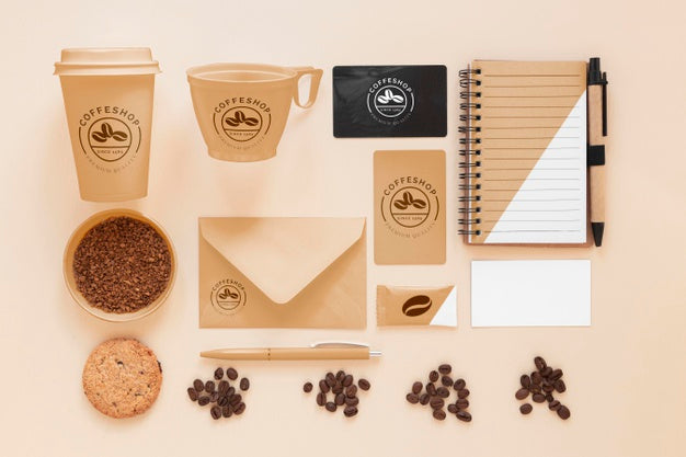Top View Items Arrangement Coffee Branding Psd
