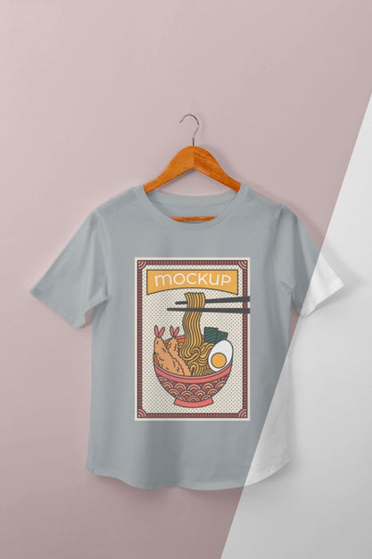 Top View Japanese T-Shirt Mock-Up Composition Psd