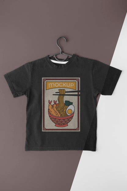 Top View Japanese T-Shirt Mock-Up Composition Psd