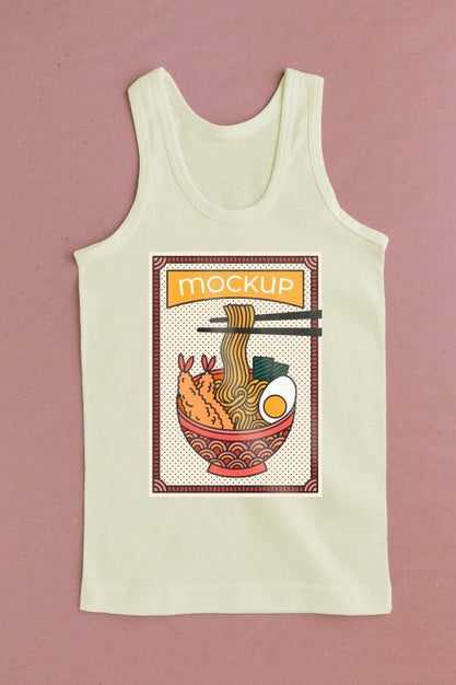 Top View Japanese T-Shirt Mock-Up Composition Psd