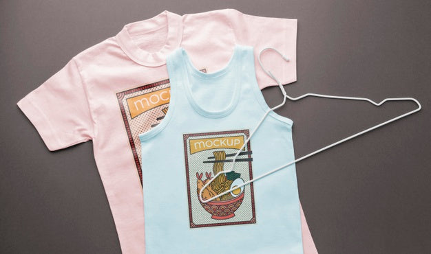 Top View Japanese T-Shirt Mock-Up Composition Psd