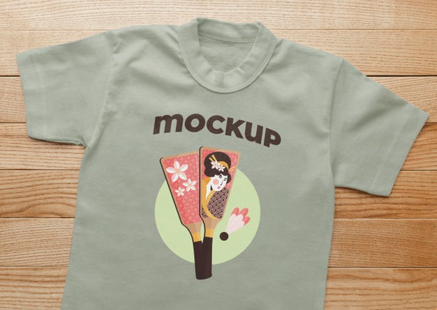 Top View Japanese T-Shirt Mock-Up Composition Psd