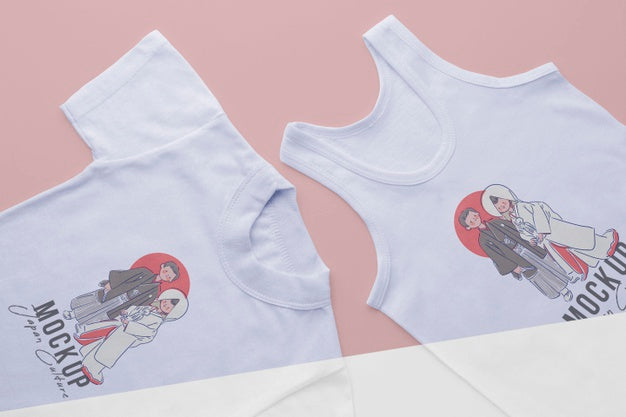 Top View Japanese T-Shirt Mock-Up Psd