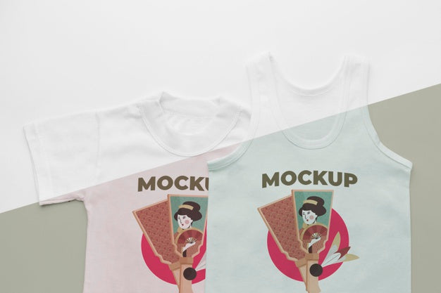 Top View Japanese T-Shirt Mock-Up Psd