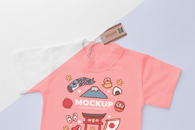 Top View Japanese T-Shirt Mock-Up Psd
