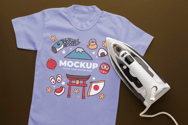 Top View Japanese T-Shirt Mock-Up Psd