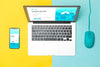 Top View Laptop, Mouse And Smartphone Psd