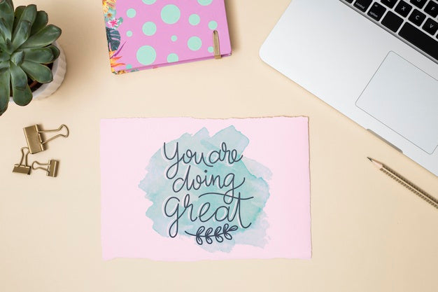 Top View Laptop On A Table With Mock-Up Psd