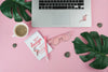 Top View Laptop On Pink Background Psd