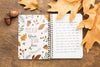 Top View Leaves Fall And Notebook Psd