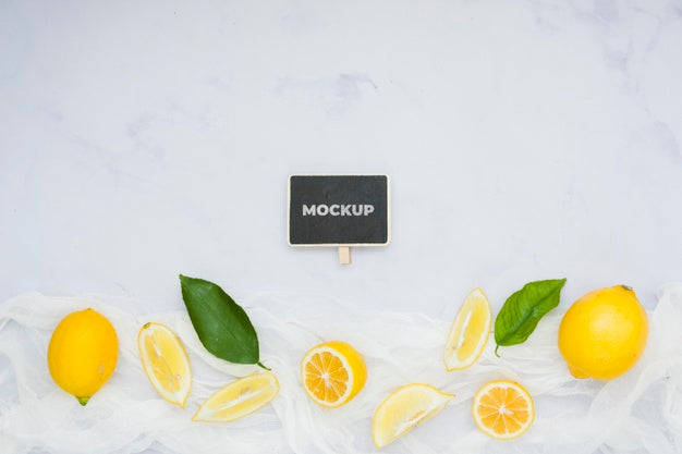 Top View Lemon On Table Psd