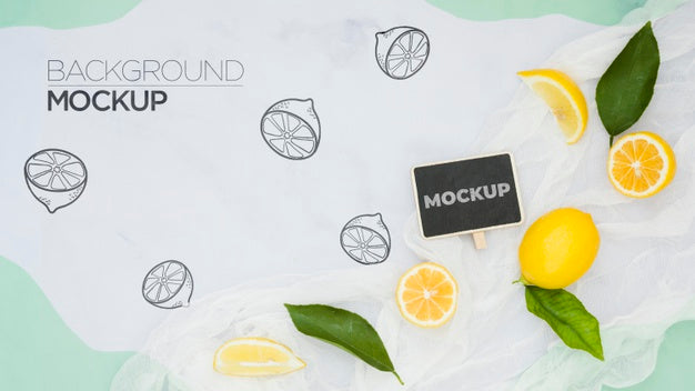 Top View Lemon On Table Psd