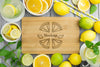Top View Lemons And Mock-Up Cutting Board Psd