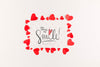Top View Little Red Heart Shapes Psd