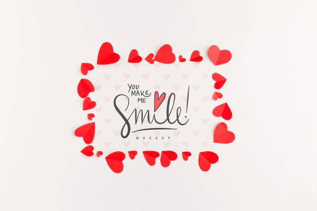 Top View Little Red Heart Shapes Psd