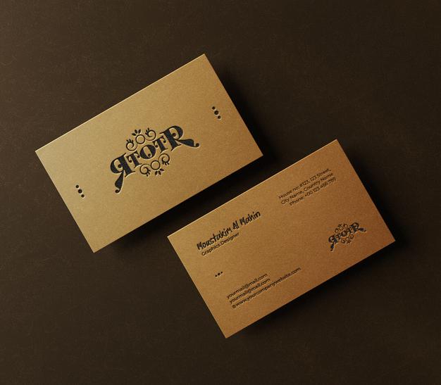 Top View Luxury Horizontal Business Card Mockup Psd
