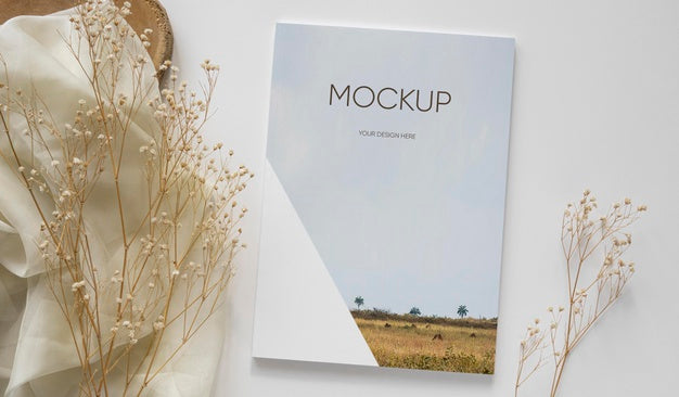 Top View Magazine And Plant Arrangement Psd