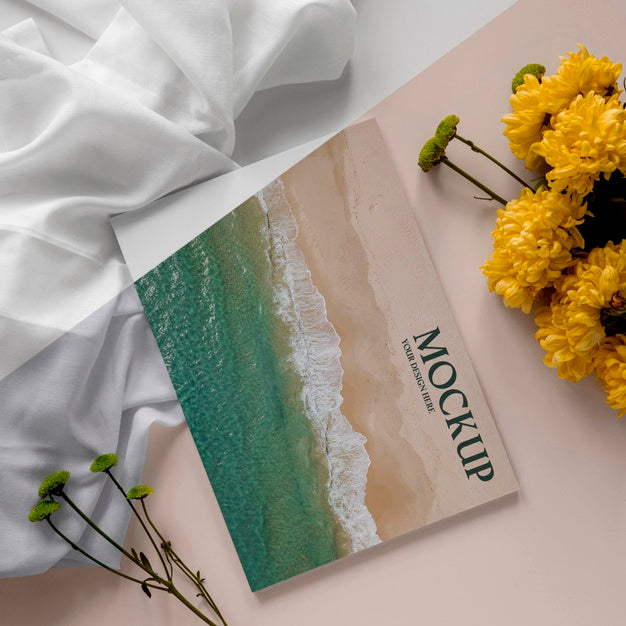 Top View Magazine And Plant Assortment Psd