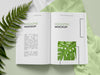 Top View Magazine And Plant Mockup Psd