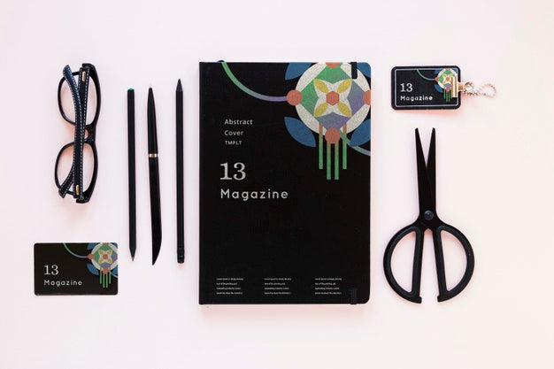 Top View Magazine With Mock-Up Concept Psd